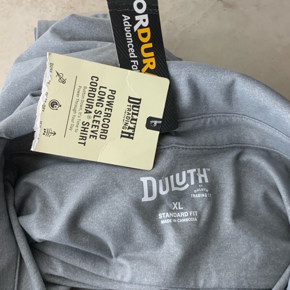 Duluth Trading Men Size XL Shirt Button Down Top Long Sleeve Gray Powercord - Picture 7 of 8